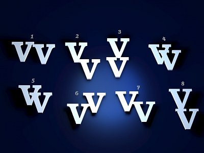 Stříbrné manžetové knoflíčky s monogramem VV č. 5  vyrobené na zakázku podle grafického návrhu