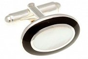 Stříbrné manžetové knoflíčky s přírodní bílou perletí a černým onyxem