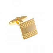 Zlaté kovové manžetové knoflíčky s proužky