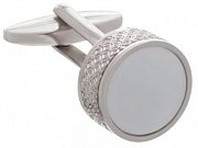 Bílé luxusní manžetové knoflíčky s ozdobným okrajem v industriálním stylu