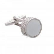 Bílé luxusní manžetové knoflíčky s ozdobným okrajem v industriálním stylu