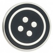 Brož a odznak do klopy saka černý knoflík s bílou ozdobou ze šperkařského smatlu