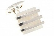 Designové stříbrné manžetové knoflíčky se třemi pásy ze stříbra s blokem přírodní bílé perleti