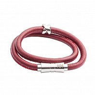 Dvojitý luxusní kožený náramek červený S (32-34cm)