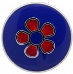 Elegantní modrá ozdoba do klopy saka s červenou květinou