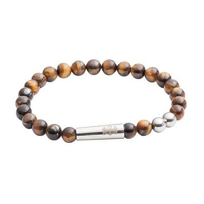 Hnědý luxusní náramek z polodrahokamu tygří oko L (20-21cm)