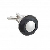 Luxusní černé manžetové knoflíčky osazené facetovaným kruhovým drahokamem onyx