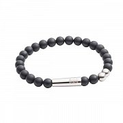 Luxusní černý náramek z onyxu v matném provedení S (16-17cm)