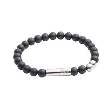 Luxusní černý náramek z onyxu v matném provedení L (20-21cm)