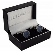 Luxusní modré manžetové knoflíčky osazené kamenem ze sodalitu ve tvaru osmiúhelníku