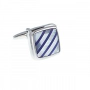 Luxusní modro bílé manžetové knoflíčky osazené perletí a pruhy laspisu