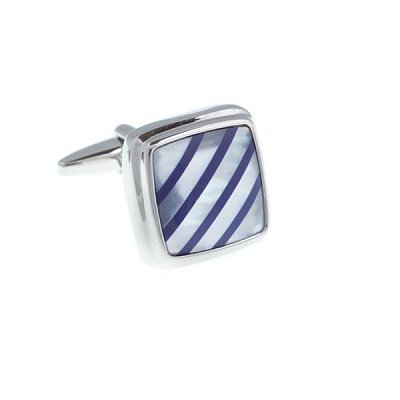 Luxusní modro bílé manžetové knoflíčky osazené perletí a pruhy laspisu