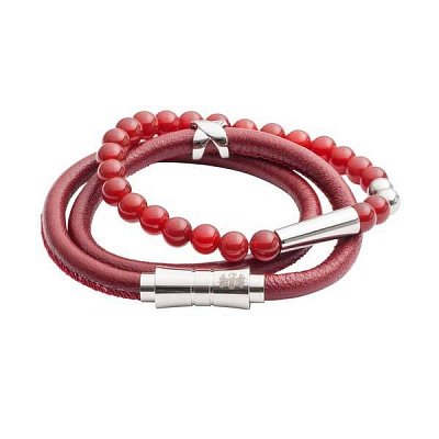 Luxusní náramek s polodrahokamem karneol v oranžovo-červené barvě M (18-19cm)