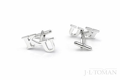 Manžetové knoflíčky s monogramem KU č.6 vyrobené na zakázku