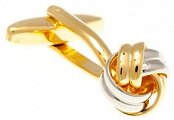 Manžetové knoflíčky ve tvaru uzlíku spleteného ze zlatých a stříbrných kovových prutů