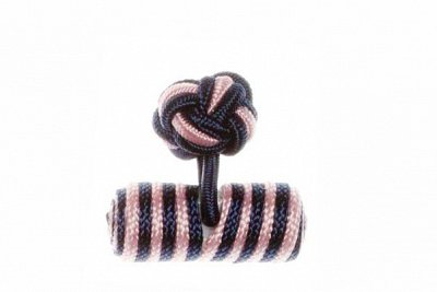 Navy Blue & Pink Barrel Silk Cuffknots