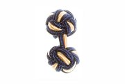 Navy Blue & Yellow Silk Cuffknots