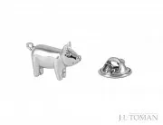 Ozdoba do klopy s motivem stříbrného prasete pro štěstí vyrobená na míru