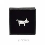 Ozdoba do klopy s motivem stříbrného prasete pro štěstí vyrobená na míru