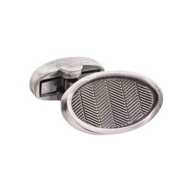 Retro oválné manžetové knoflíčky ve starožitné kovové úpravě se vzorem rybí kosti