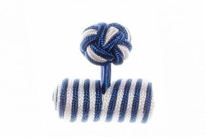 Royal Blue & White Barrel Silk Cuffknots