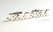 3 písmena monogram stříbrné manžetové knoflíčky