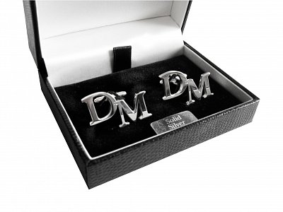 Stříbrné manžetové knoflíčky s monogramem DM ručně vyrobené Ag 925/1000