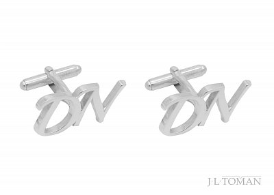 Stříbrné manžetové knoflíčky s monogramem DN č. 13  vyrobené na zakázku podle grafického návrhu