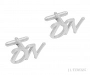 Stříbrné manžetové knoflíčky s monogramem DN č. 13  vyrobené na zakázku podle grafického návrhu