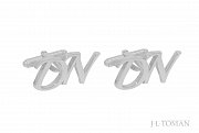 Stříbrné manžetové knoflíčky s monogramem DN č. 13  vyrobené na zakázku podle grafického návrhu
