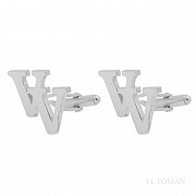 Stříbrné manžetové knoflíčky s monogramem VV č. 5  vyrobené na zakázku podle grafického návrhu