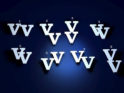 Stříbrné manžetové knoflíčky s monogramem VV č. 5  vyrobené na zakázku podle grafického návrhu