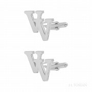 Stříbrné manžetové knoflíčky s monogramem VV č. 5  vyrobené na zakázku podle grafického návrhu