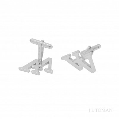 Stříbrné manžetové knoflíčky s monogramem VV č. 5  vyrobené na zakázku podle grafického návrhu