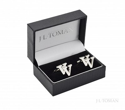 Stříbrné manžetové knoflíčky s monogramem VV č. 5  vyrobené na zakázku podle grafického návrhu